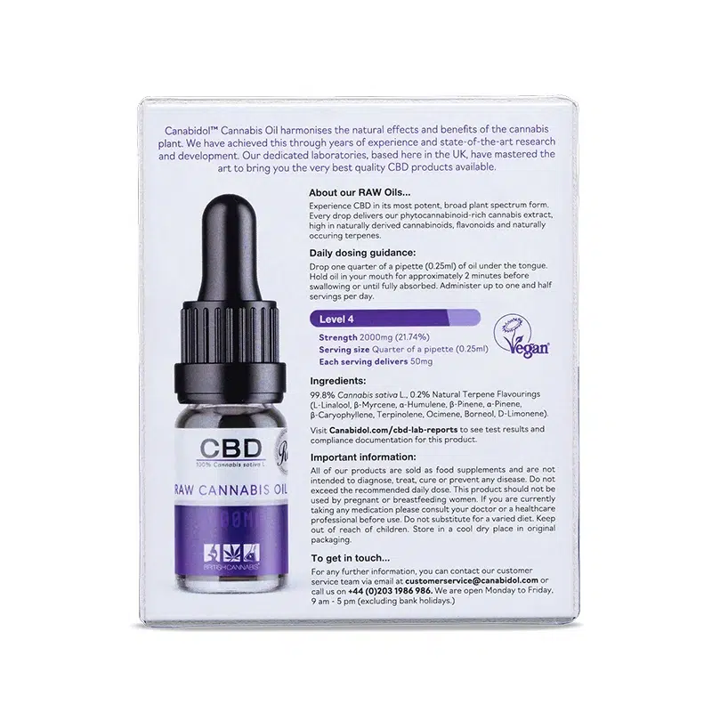 Canabidol CBD (RAW) Cannabis Oil, 100% Natural