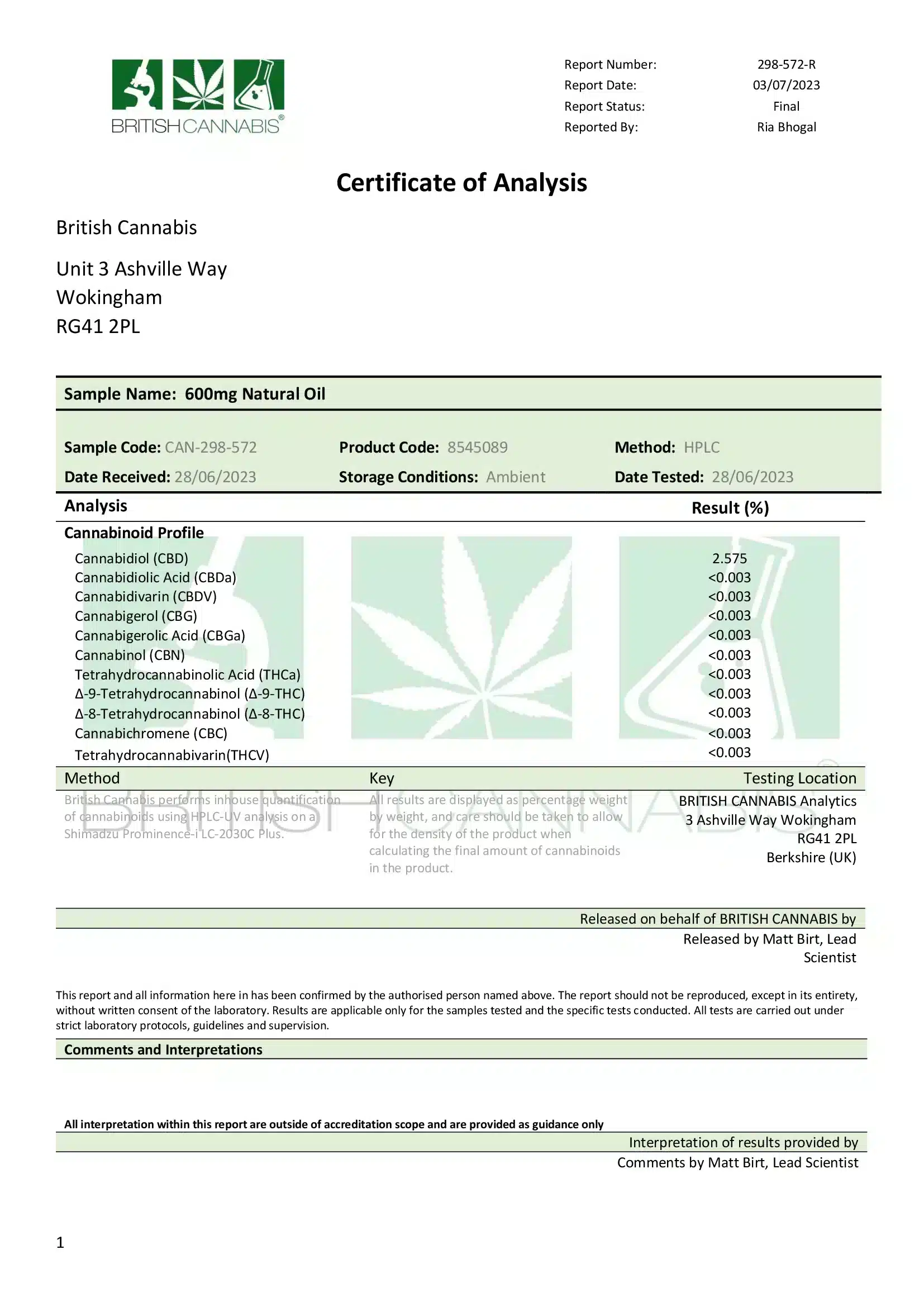 ACCESS CBD® Natural CBD Oil (30ml CBD Oil) - 600mg - Image 2